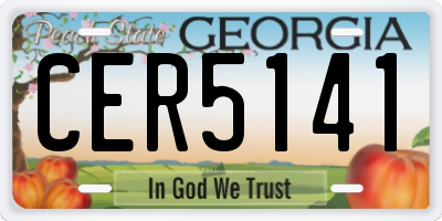 GA license plate CER5141