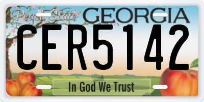 GA license plate CER5142