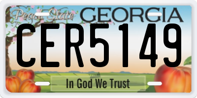 GA license plate CER5149