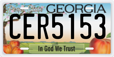 GA license plate CER5153