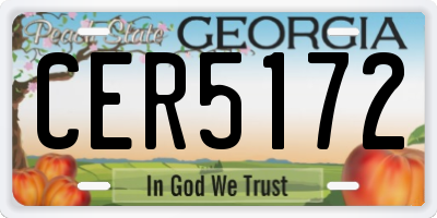 GA license plate CER5172