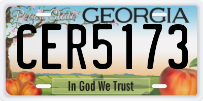 GA license plate CER5173