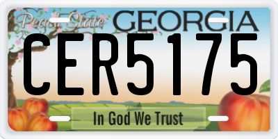GA license plate CER5175