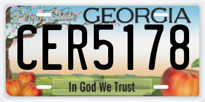 GA license plate CER5178