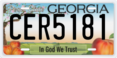 GA license plate CER5181
