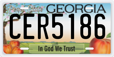 GA license plate CER5186