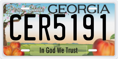 GA license plate CER5191