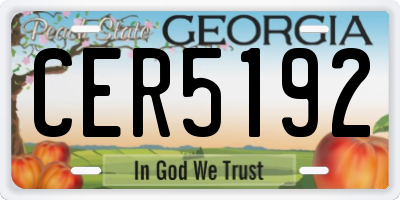 GA license plate CER5192