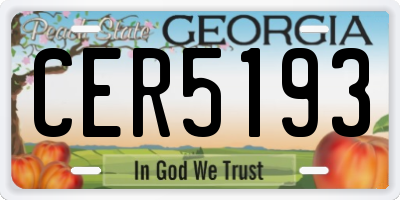 GA license plate CER5193