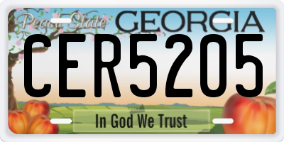 GA license plate CER5205