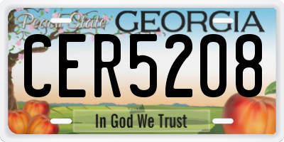 GA license plate CER5208