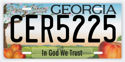 GA license plate CER5225