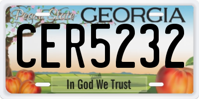 GA license plate CER5232