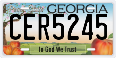 GA license plate CER5245