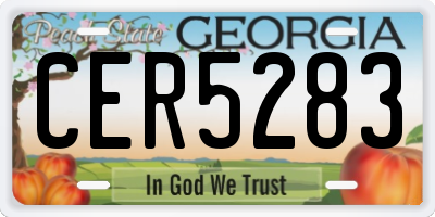 GA license plate CER5283