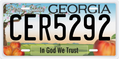 GA license plate CER5292