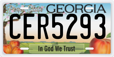 GA license plate CER5293