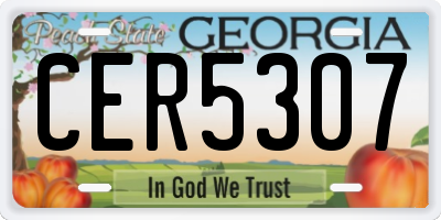 GA license plate CER5307