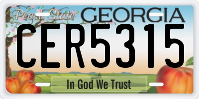 GA license plate CER5315