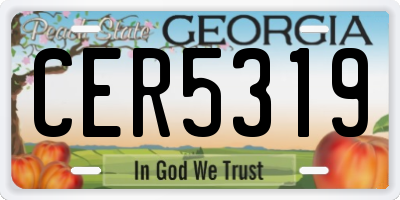 GA license plate CER5319