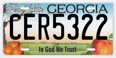 GA license plate CER5322