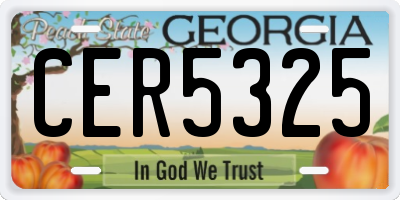 GA license plate CER5325