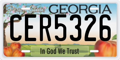 GA license plate CER5326
