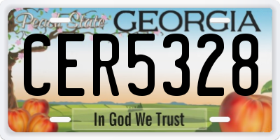 GA license plate CER5328