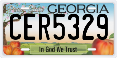GA license plate CER5329
