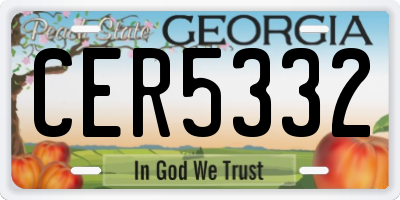 GA license plate CER5332
