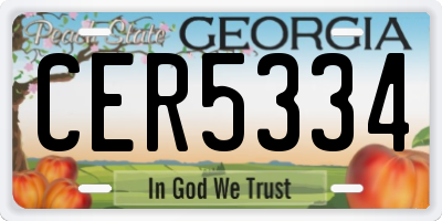 GA license plate CER5334