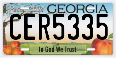 GA license plate CER5335