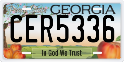 GA license plate CER5336
