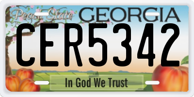 GA license plate CER5342