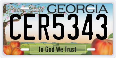 GA license plate CER5343