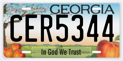 GA license plate CER5344