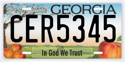 GA license plate CER5345