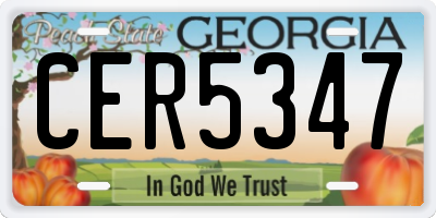 GA license plate CER5347