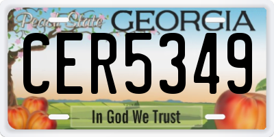 GA license plate CER5349