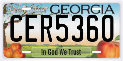 GA license plate CER5360