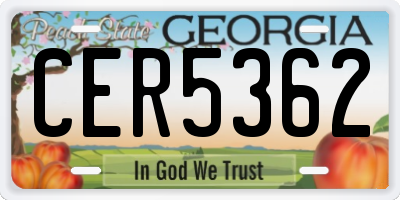 GA license plate CER5362
