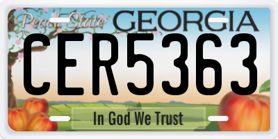 GA license plate CER5363