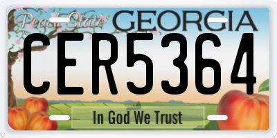 GA license plate CER5364