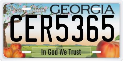 GA license plate CER5365