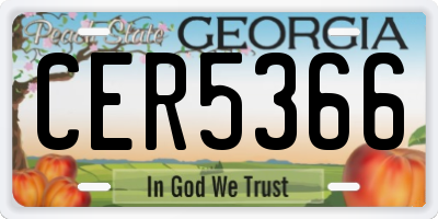 GA license plate CER5366