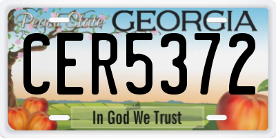GA license plate CER5372