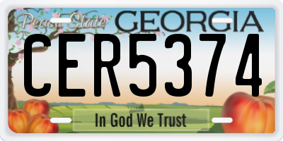 GA license plate CER5374