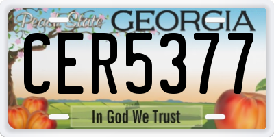GA license plate CER5377