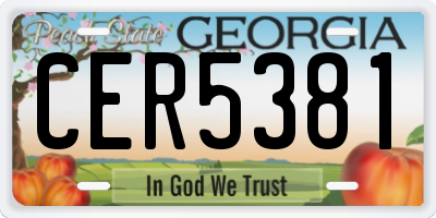 GA license plate CER5381