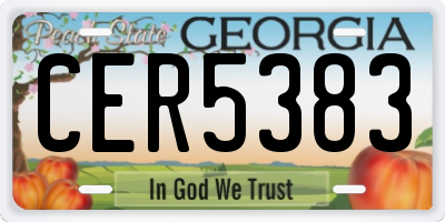 GA license plate CER5383